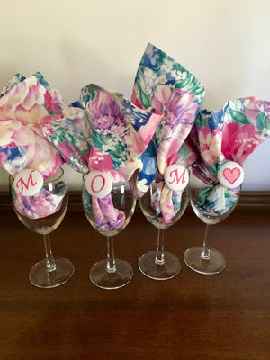 Mother's Day Floral print cloth napkins with napkin rings for MOM mother's day gift