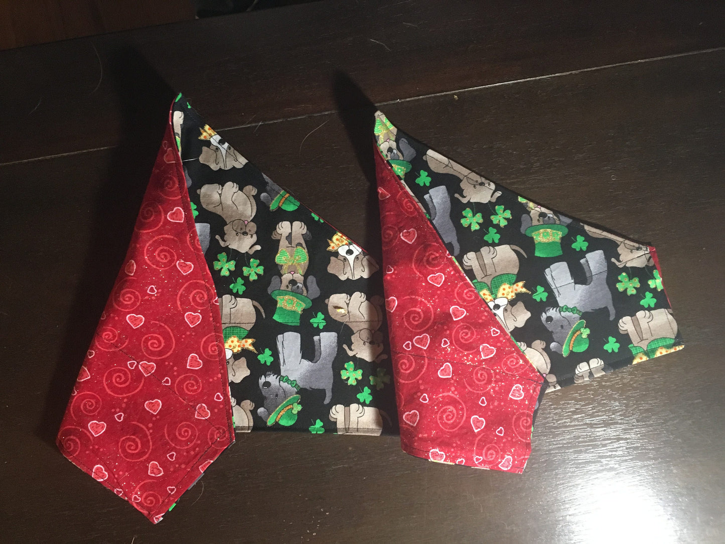 Double duty bandana! Valentine's Day and St Patricks Day Dog Bandana Reversible