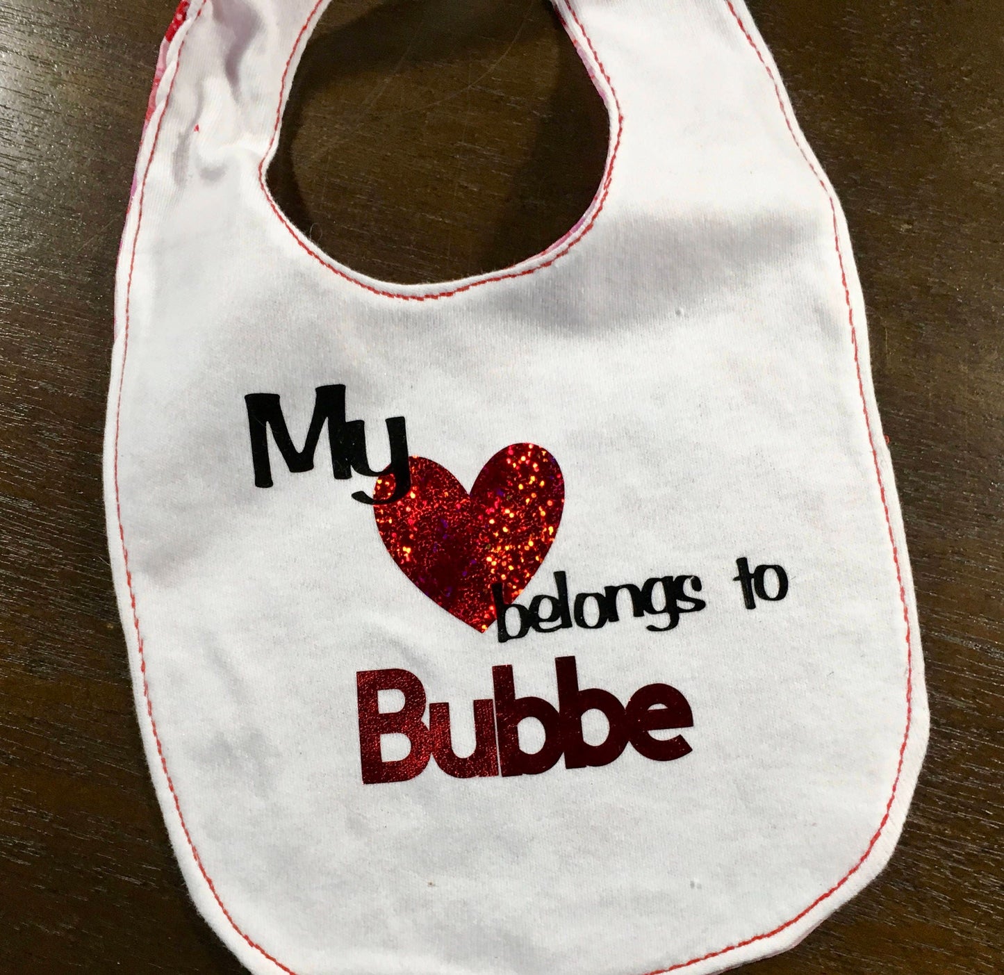 Mother's day bib reversible "love Bubbe" Jewish Grandmother