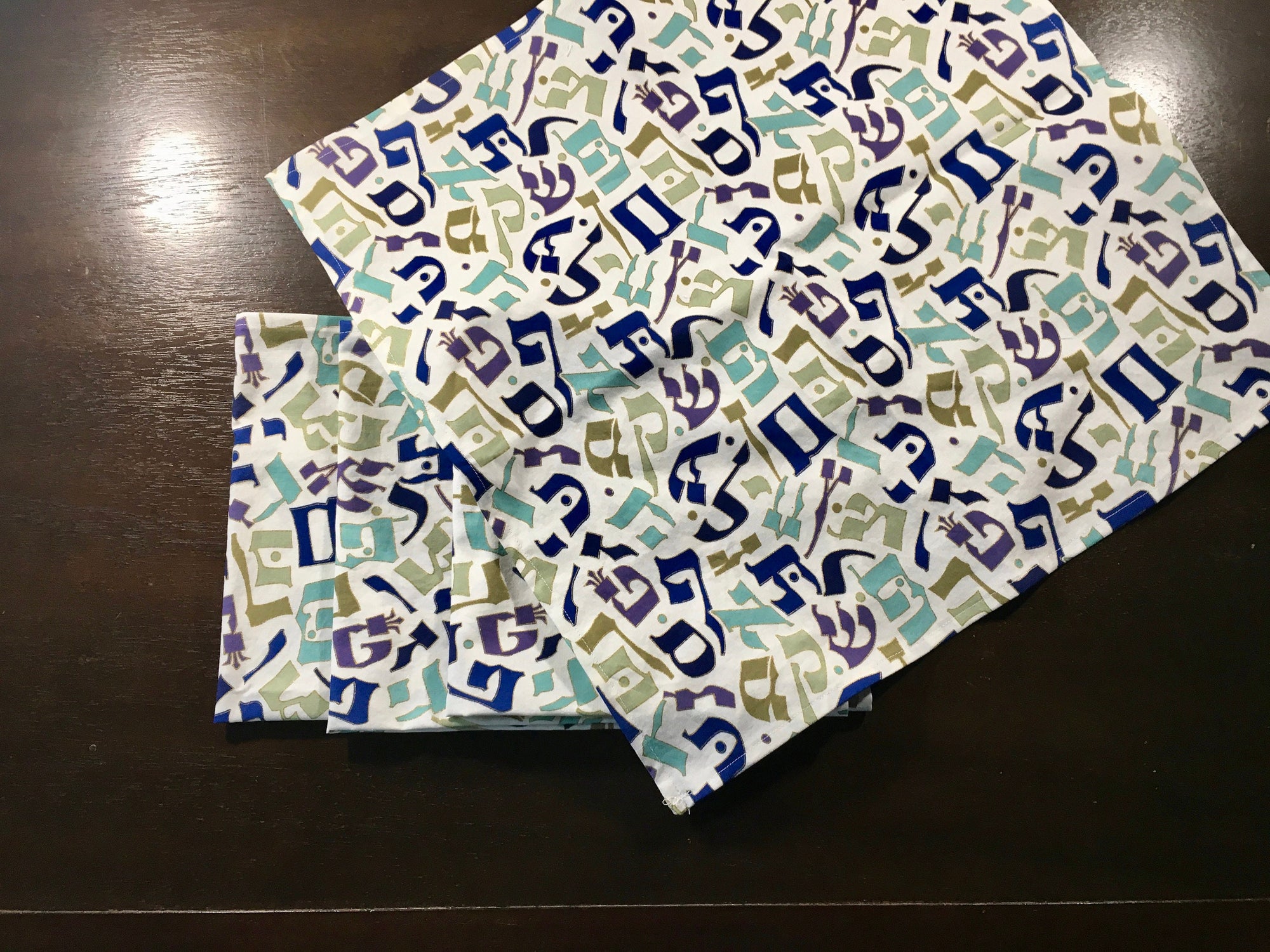 Aleph- Bet hebrew letter reusable cloth napkins Jewish