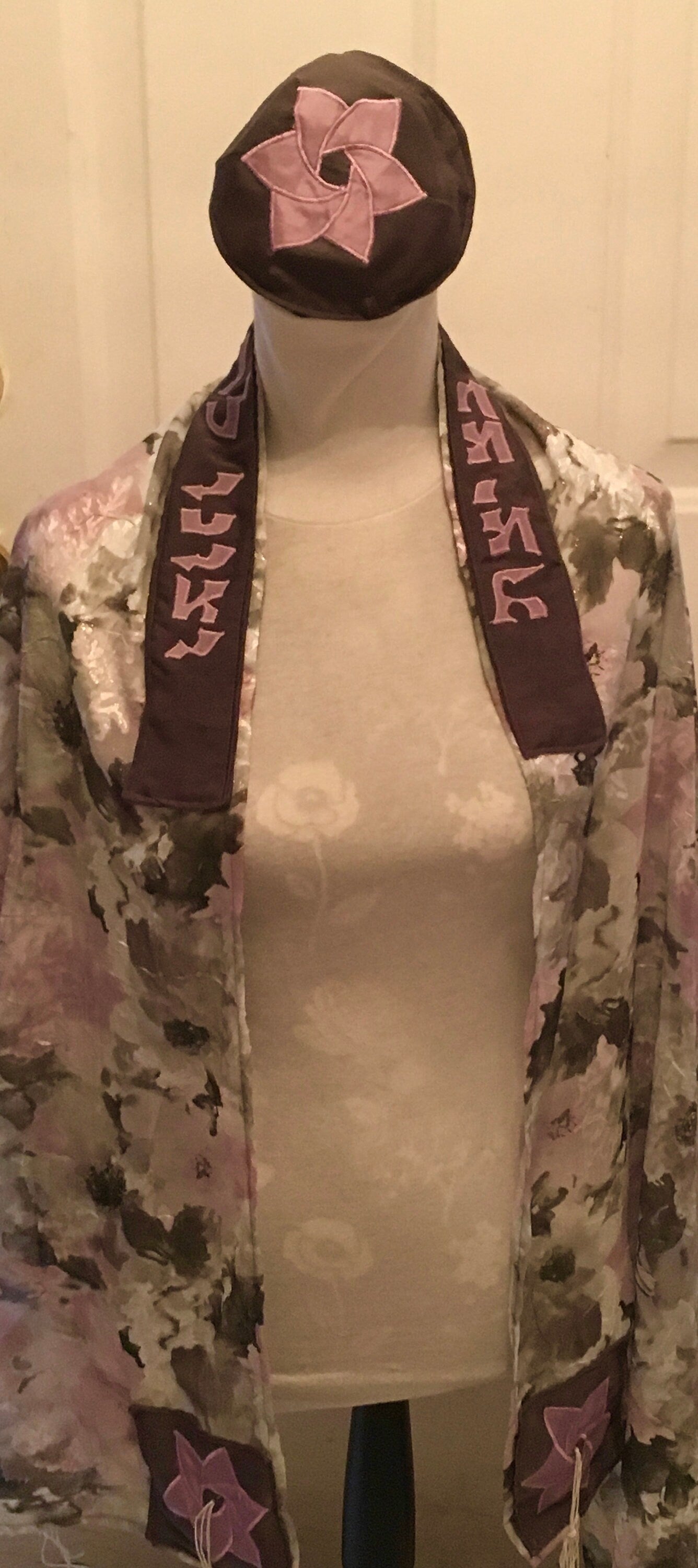Beautiful, unique TALLIT hand made shear print