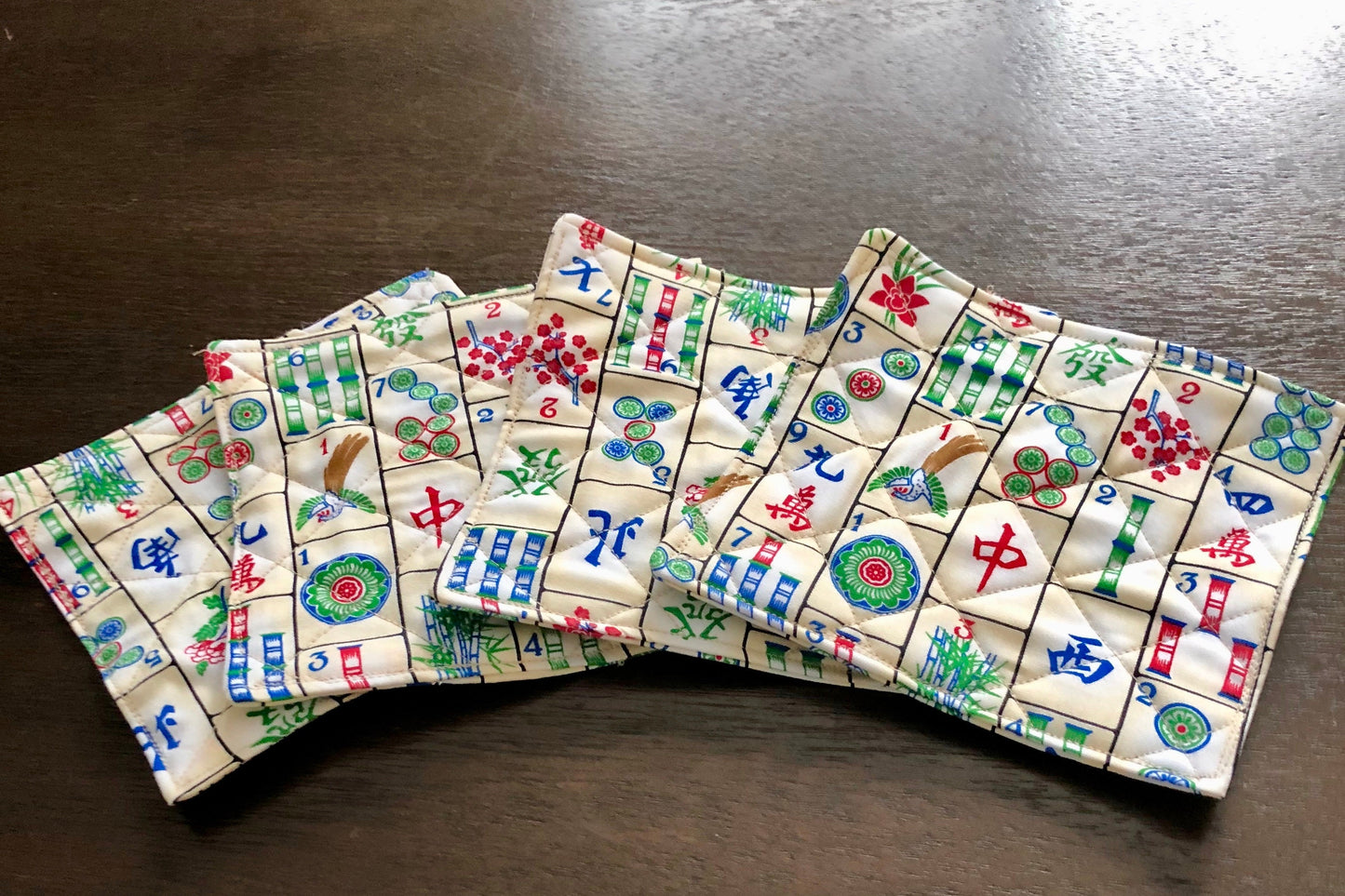 Coasters, Mug Rugs Mah Jongg insulated, reversible set of 4