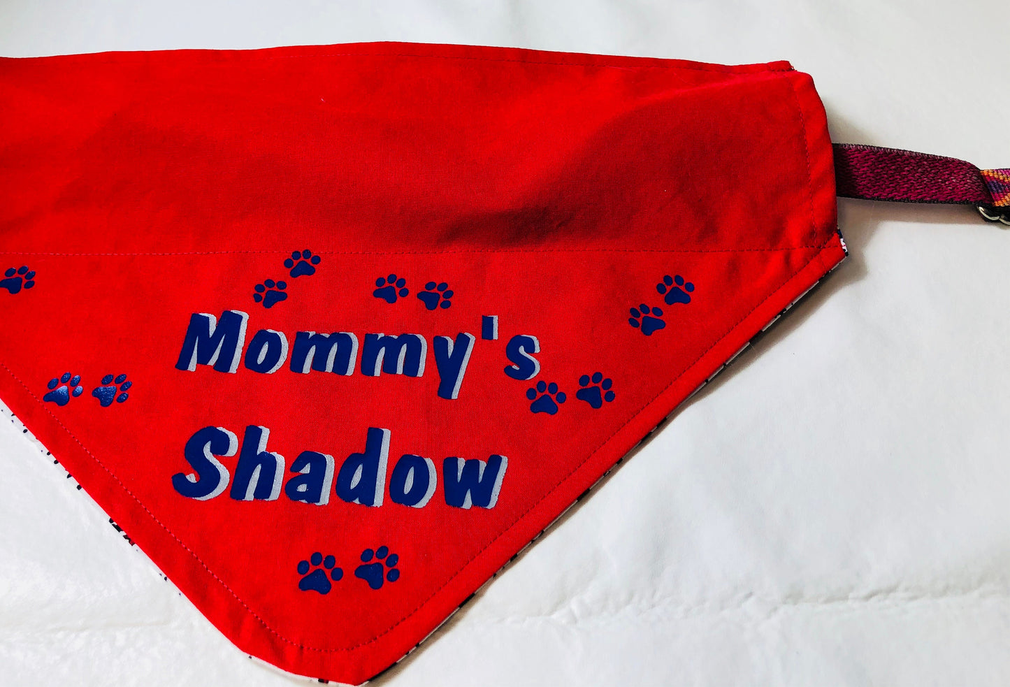 Mommy's shadow dog bandana over the collar design with optional matching mask