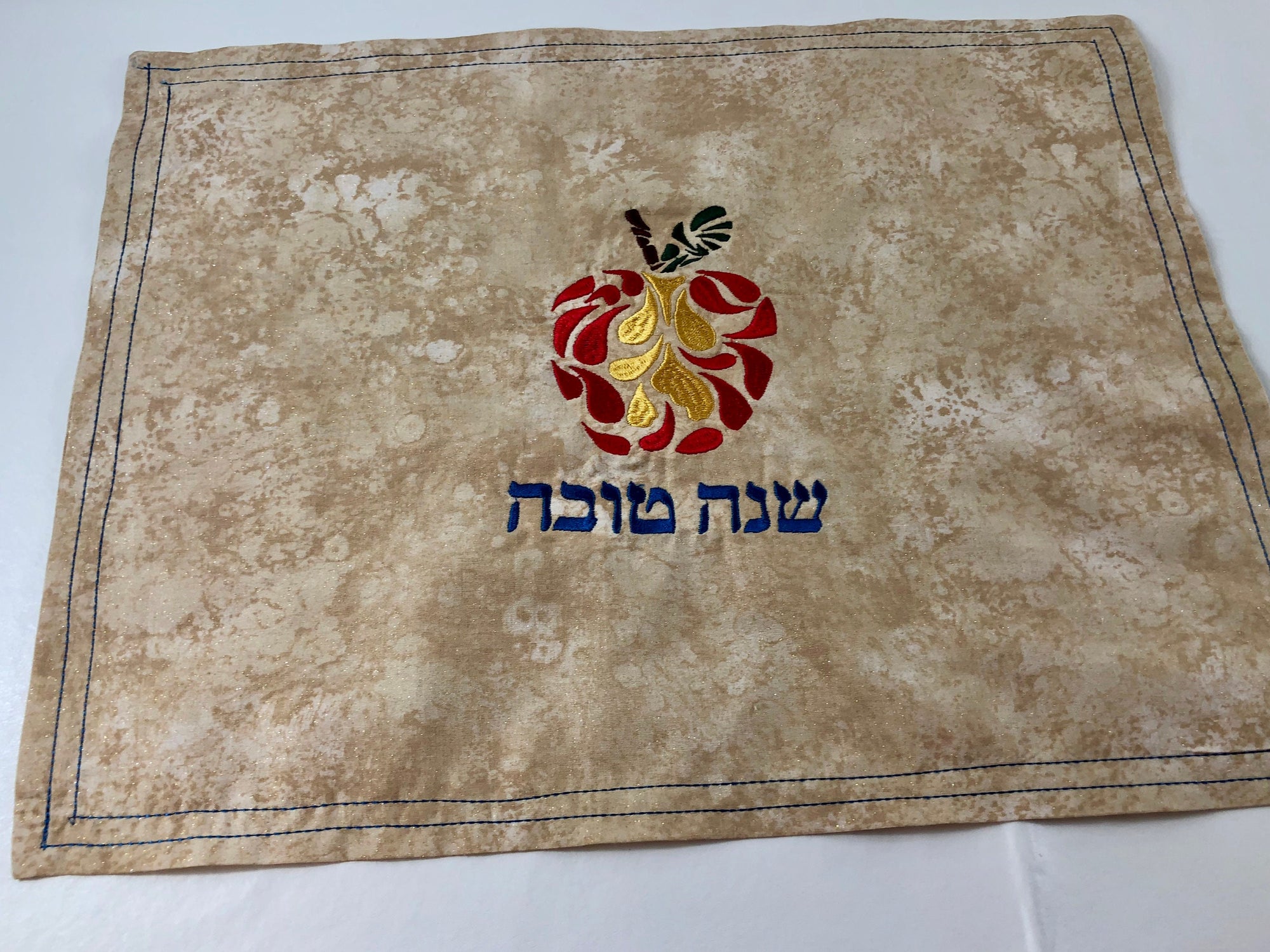 Beautiful Challah cover for Rosh Hashanah Apple Shana Tova in Hebrew One of a kind