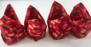 Delicious looking Apples napkins set of 4 fabric eco-friendly napkins 17 inch square Rosh Hashanah
