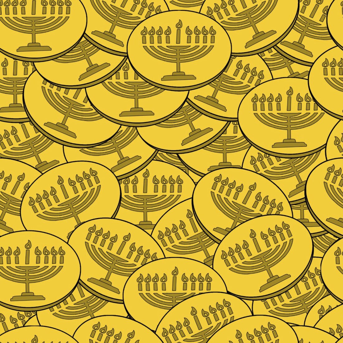Hanukkah Chanukah Fabric Gelt coins Fabric cut to size Festival of Lights by Henry Glass 100% cotton