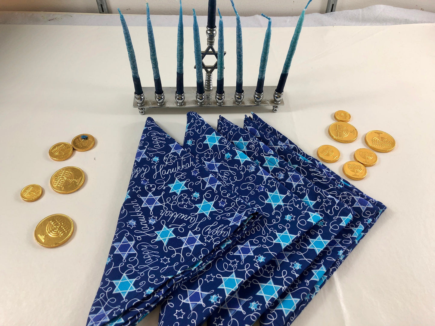 Chanukah Hanukkah fabric napkins set of 4 or 6 eco-friendly napkins 17 inch square
