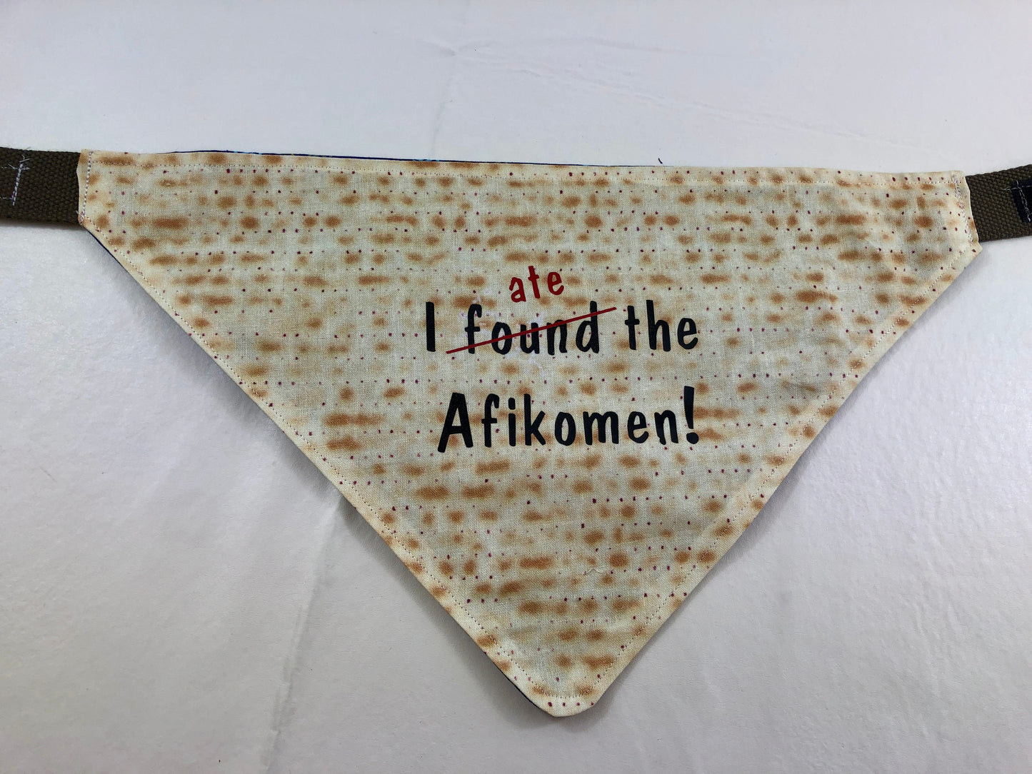 I found/ate the Afikomen! Passover Matzah Dog Bandana with Hook and Loop closure