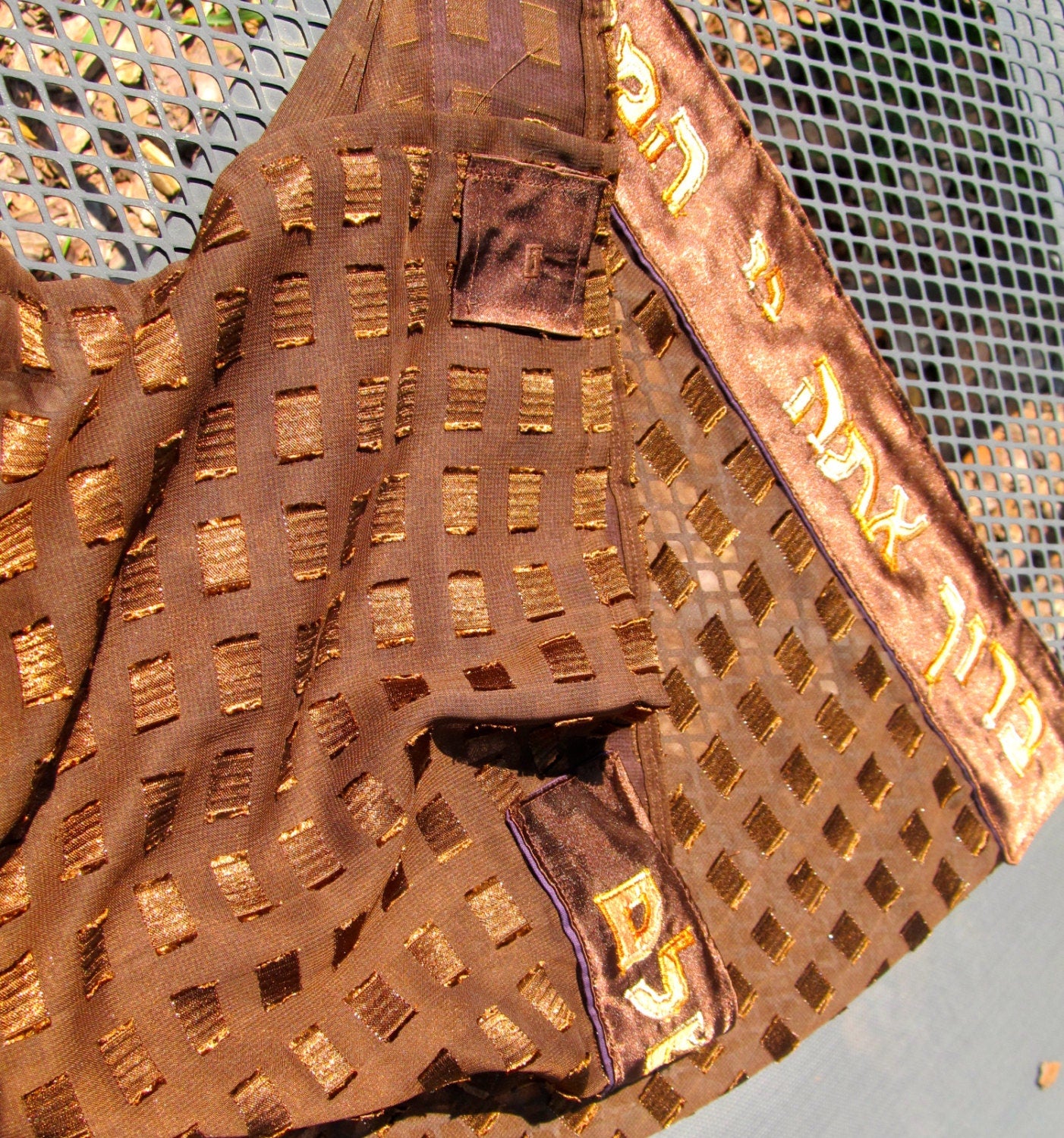 Beautiful, unique TALLIT brown designer fabric