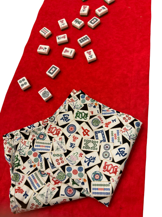 Mah Jongg Mahjong Table runner optional napkins blue or red