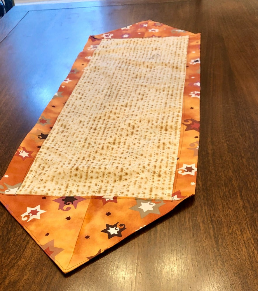 PASSOVER Table Runner reversible. Beautiful colors. Matzah fabric. Matching napkins available