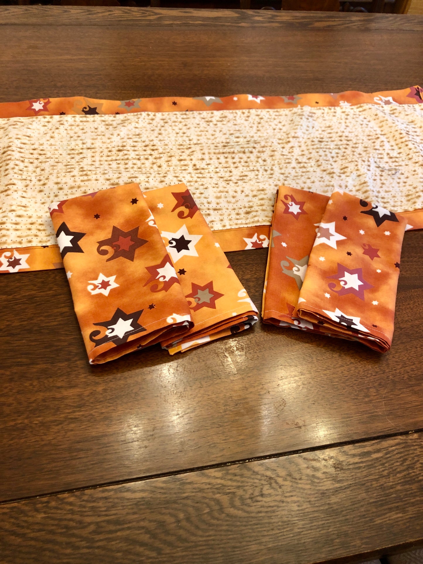 PASSOVER Table Runner reversible. Beautiful colors. Matzah fabric. Matching napkins available