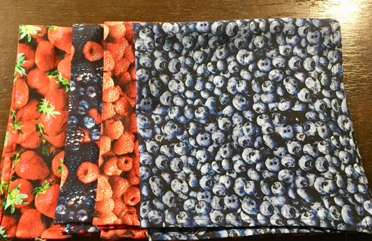 Berry Fruit Print   Large fabric napkins  set of 4