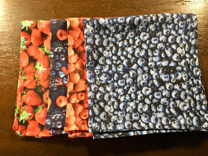 Berry Fruit Print   Large fabric napkins  set of 4