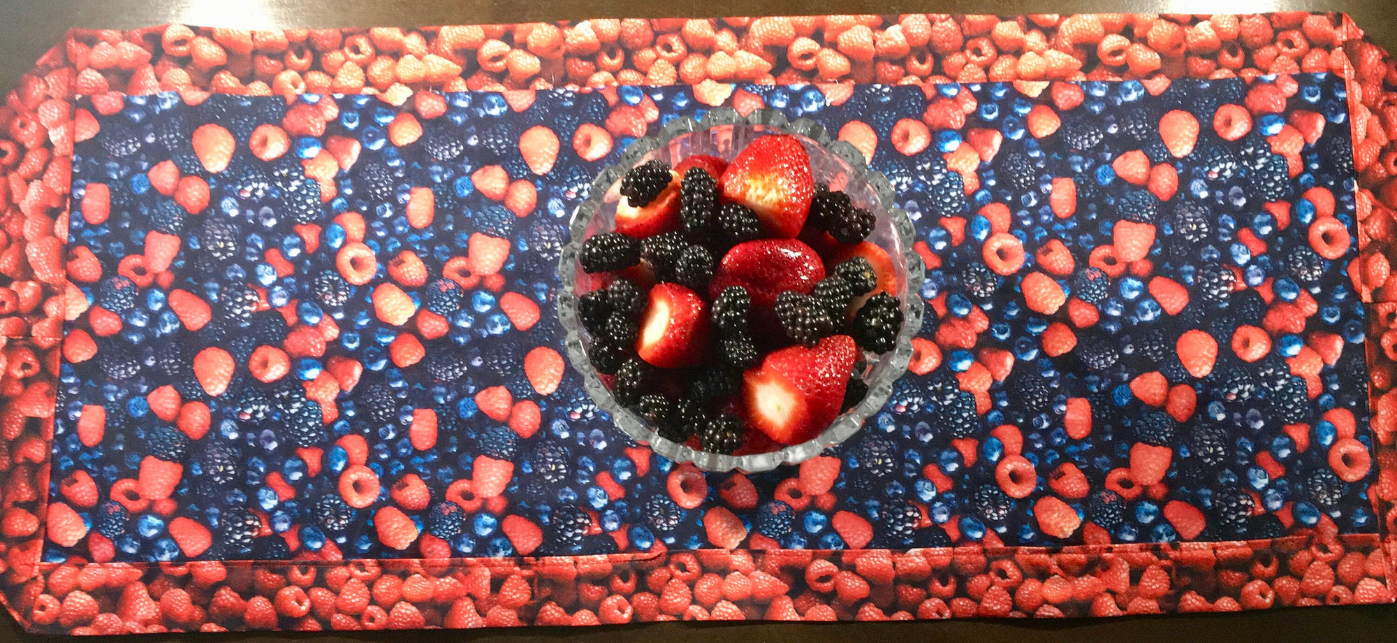 Fruit Table Runner -- looks delicious!  Berries galore.