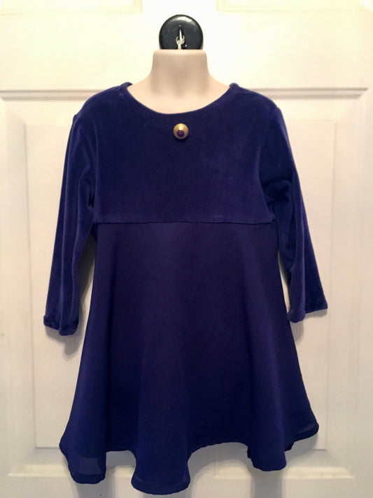 Toddler Velour and Georgette Fit and Flare dress Matching hat 4T