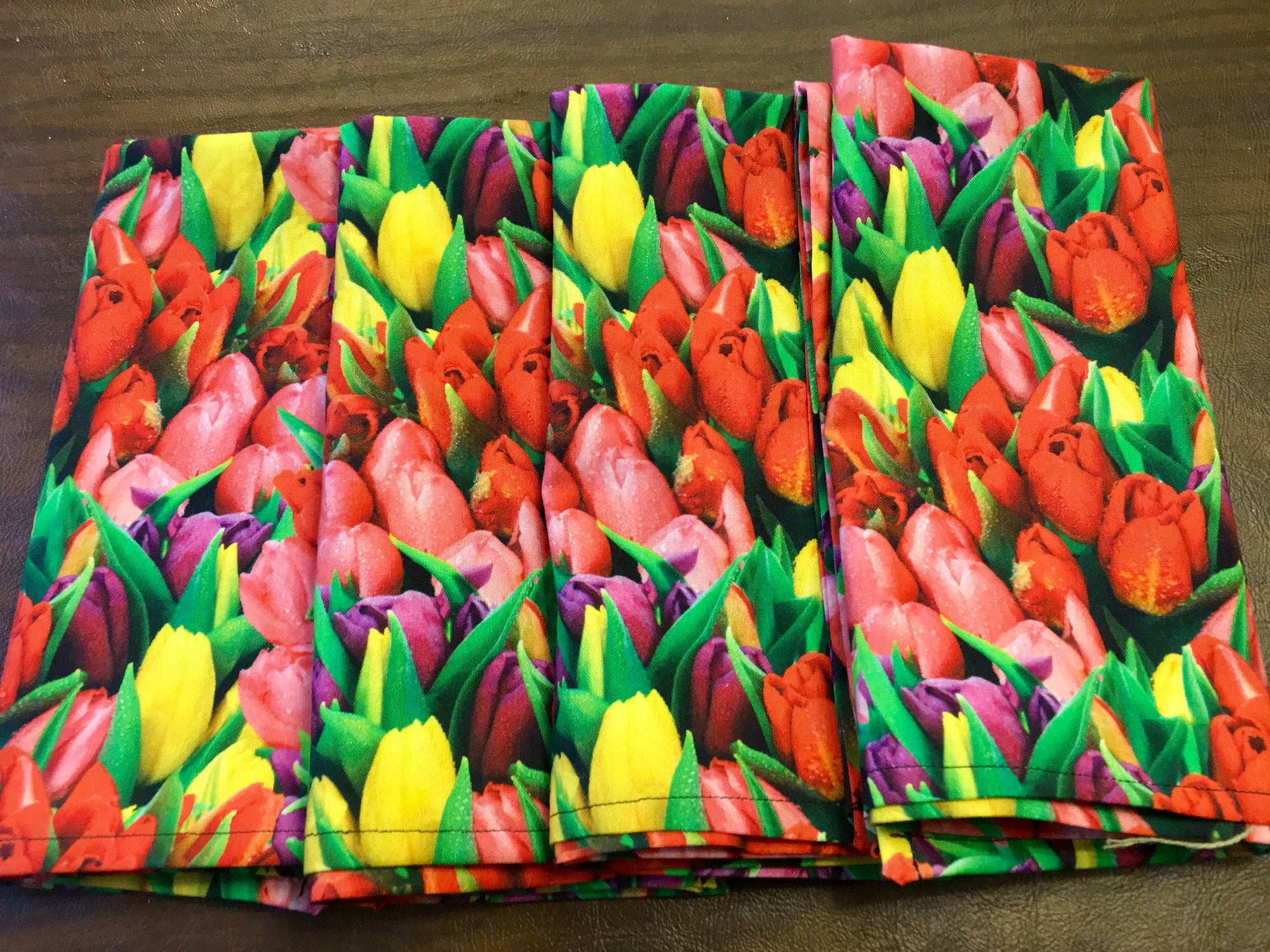 Tulips Tulips Tulips!  Fabric reusable napkins.  Eco-friendly