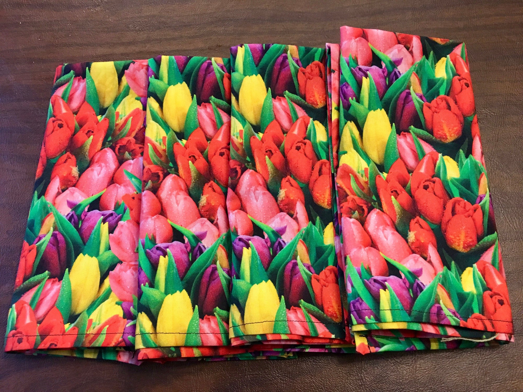 Tulips Tulips Tulips!  Fabric reusable napkins.  Eco-friendly