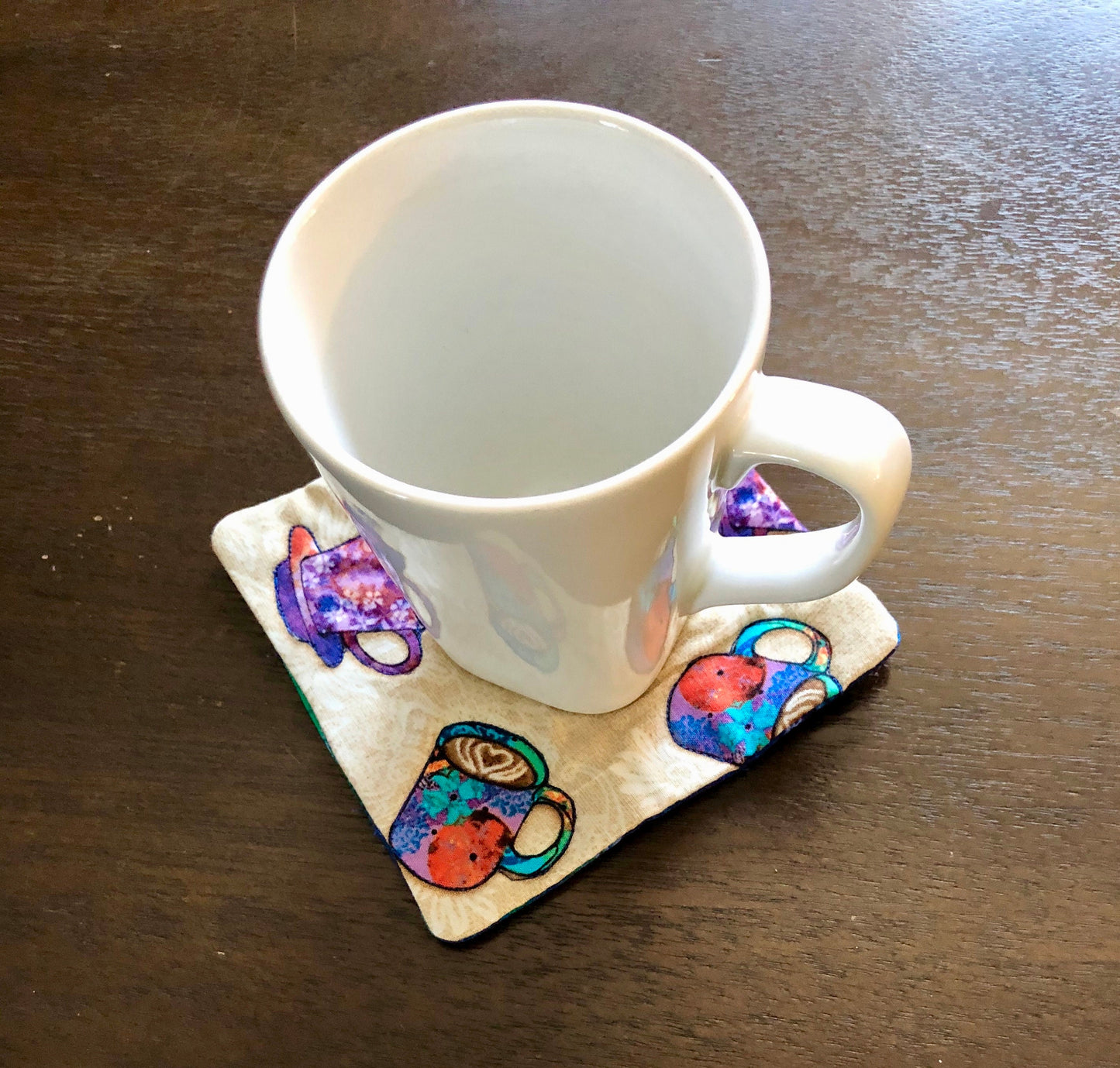 Coasters, Mug Rugs Coffee Tea cups insulated, reversible set of 4