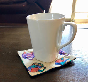 Coasters, Mug Rugs Coffee Tea cups insulated, reversible set of 4