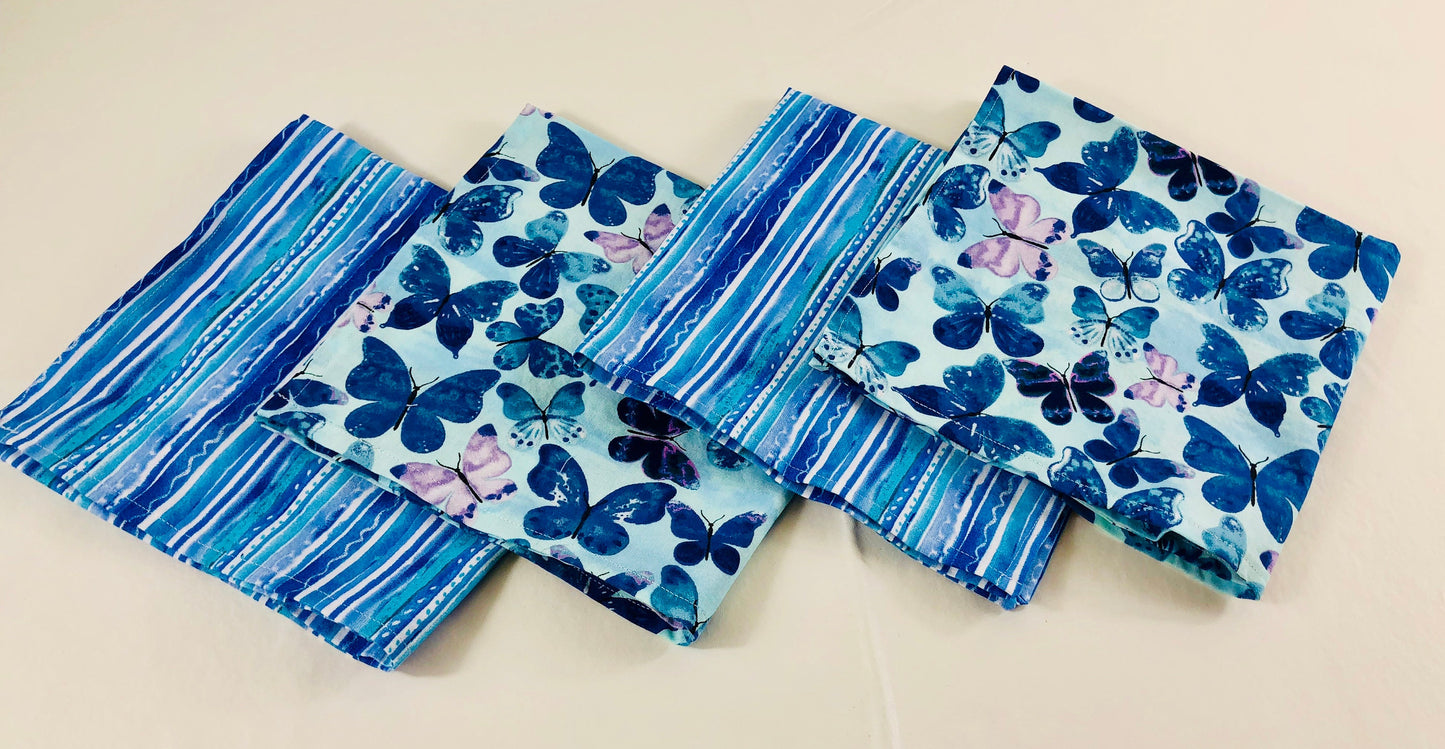 Butterfly Blues Reversible Table Runner and optional napkins