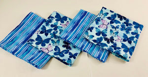 Butterfly Blues set of 4 fabric eco-friendly napkins