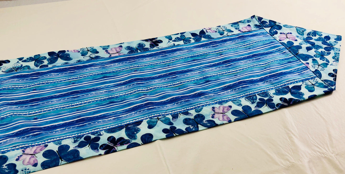 Butterfly Blues Reversible Table Runner and optional napkins