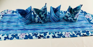 Butterfly Blues Reversible Table Runner and optional napkins