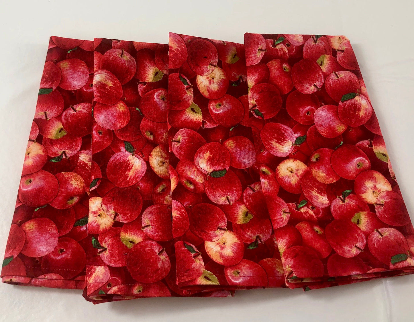 Delicious looking Apples napkins set of 4 fabric eco-friendly napkins 17 inch square Rosh Hashanah
