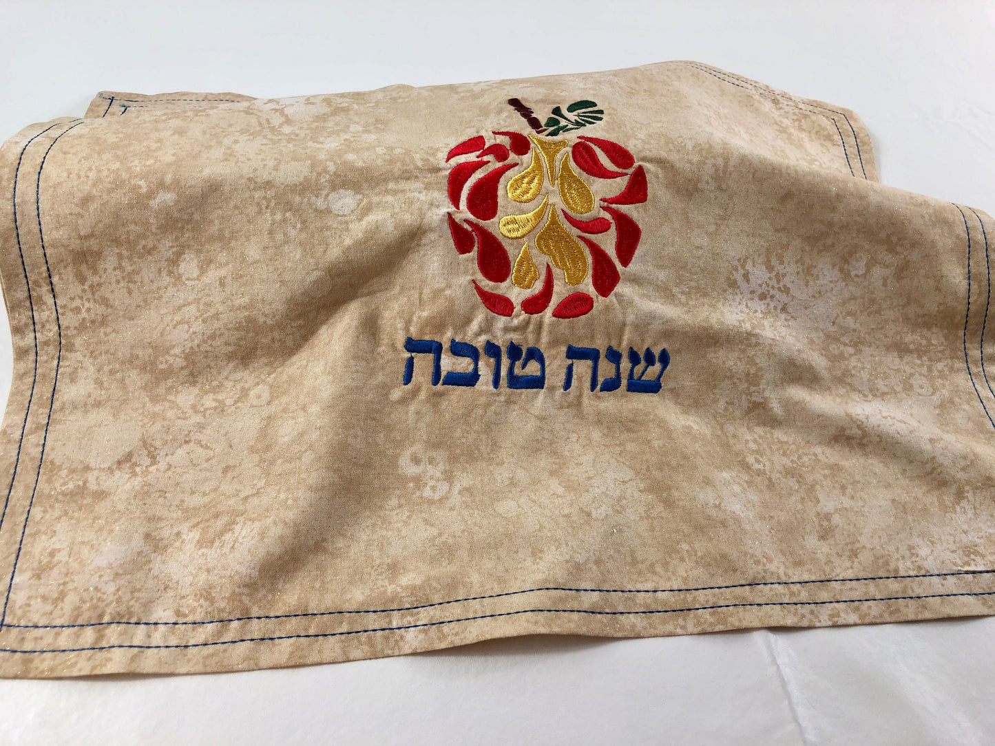 Beautiful Challah cover for Rosh Hashanah Apple Shana Tova in Hebrew One of a kind