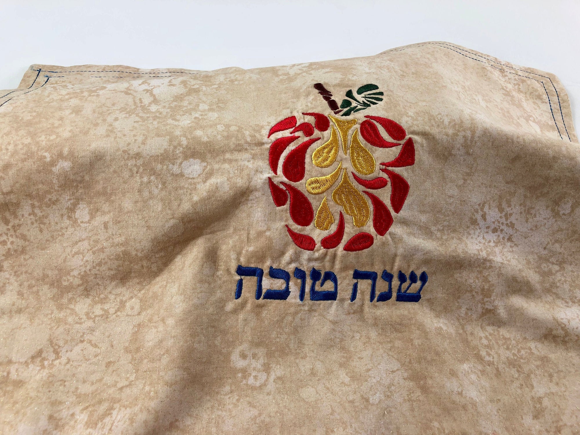 Beautiful Challah cover for Rosh Hashanah Apple Shana Tova in Hebrew One of a kind
