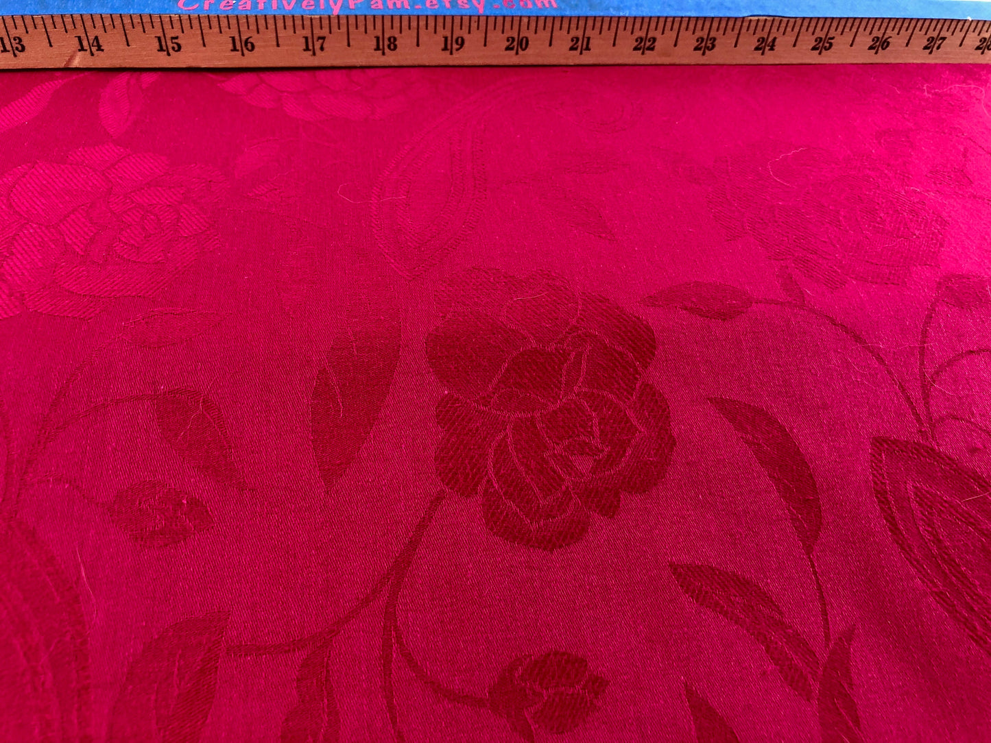 Fuschia Floral Damask  Fabric by the half yard 100% cotton