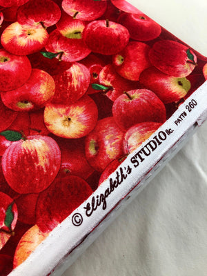Apples Fabric by the yard apples allover Delicious Apples 100% cotton 43" wide by Elizabeth's Studio