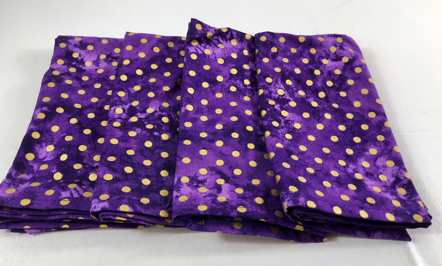 Purple with gold dots  napkins set of 4 fabric eco-friendly napkins 17 inch square