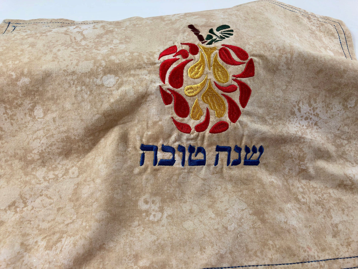 Beautiful Challah cover for Rosh Hashanah Apple Shana Tova in Hebrew One of a kind