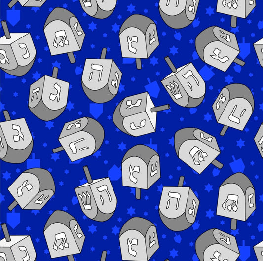 Hanukkah Chanukah Fabric Dreidel Print  Fabric cut to size  Festival of Lights by Henry Glass  100% cotton