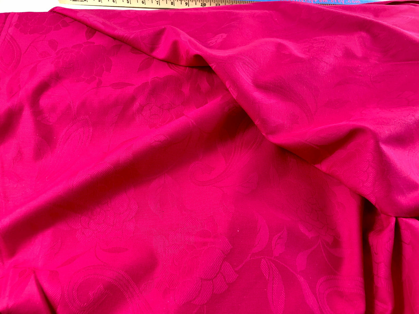 Fuschia Floral Damask  Fabric by the half yard 100% cotton