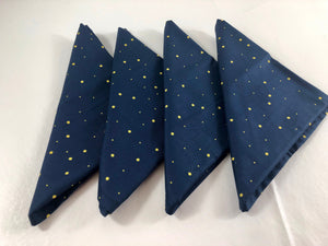 Blue with tiny gold Jewish stars  napkins set of 4 fabric eco-friendly napkins 17 inch square Passover Pesach