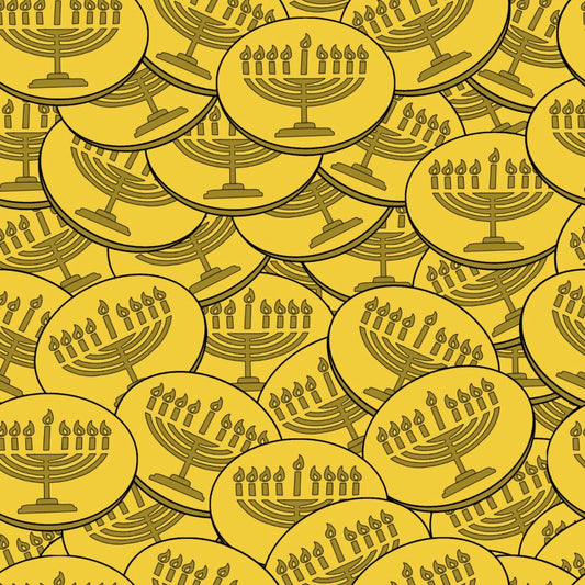 Hanukkah Chanukah Fabric Gelt coins  Fabric cut to size  Festival of Lights by Henry Glass  100% cotton
