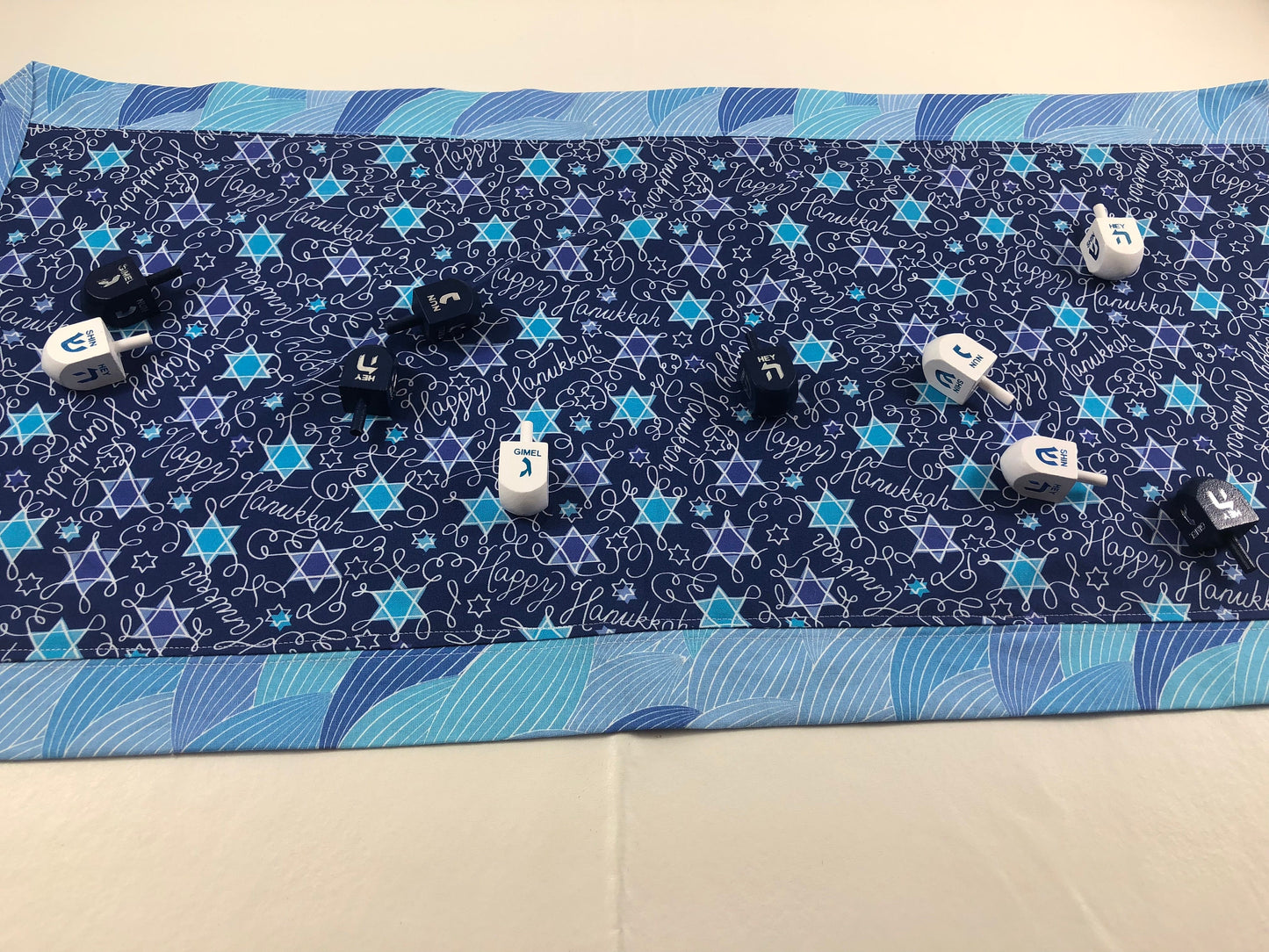 Chanukah Hanukkah Table Runner Reversible Happy Hanukkah and Jewish Stars