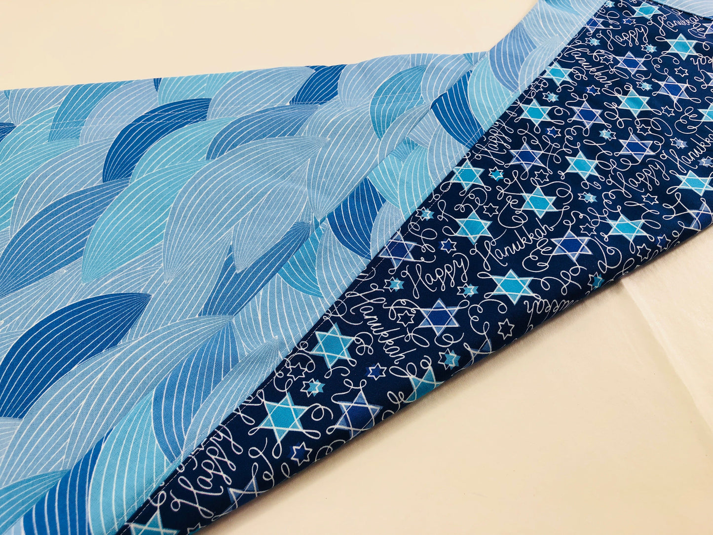 Chanukah Hanukkah Table Runner Reversible Happy Hanukkah and Jewish Stars