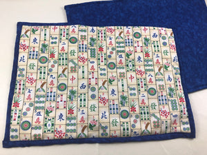 Mah Jongg placemats, reversible  with blue placemats Set of 2 Mahjong